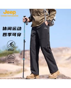 JEEP Outdoor American Retro Unisex Windproof Waterproof Pants, Black, M (Spring/Fall)