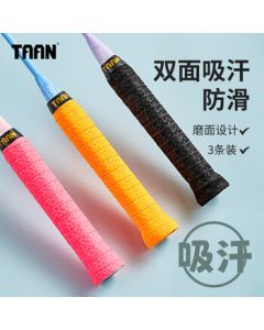 TAAN Badminton Racket Grip Non-Slip Sweat-Absorbent Tennis Overgrip Q10 3-Pack (Black/Orange/Pink)