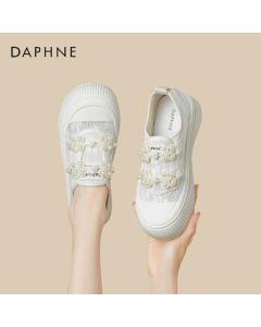 Daphne Women's Casual Shoes Chinese Style Lace Breathable Sneakers Platform Thick Sole Loafers 4024101510 Beige 37