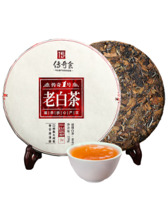Chuanqi Tea Fuding White Tea 2021 Aged Shou Mei Tea Cake - Large 500g Pack, Great Value for Personal Enjoyment or Gifting