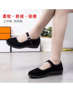 IQGD Old Beijing Cloth Shoes Women's Casual Dance Flats Hotel Comfort Shoes Durable Breathable 024 Black 38