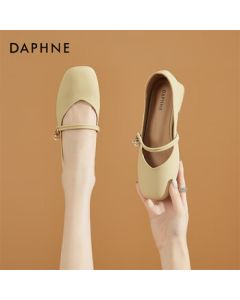 DAPHNE Mary Jane Shoes for Women, Chinese Style Fashion Flats, Yellow, Size 34