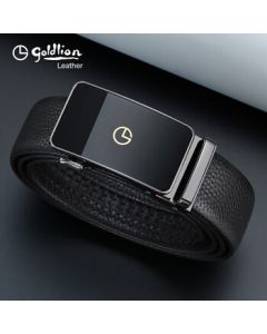 Goldlion Men's Automatic Buckle Belt, Business Casual Leather Waistband Gift Box, Genuine Cowhide Dress Belt, Birthday Gift for Dad