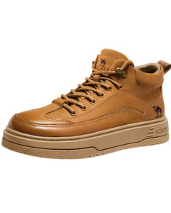 CAMEL Retro Leather High-Top Casual Sneakers for Men with Non-Slip Sole G15W136048 Desert Yellow 40