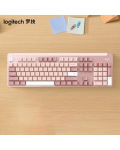 Logitech K865 Wireless Mechanical Keyboard - Preferred Series, Office Keyboard, Full-Size 104 Keys, TTC Red Switch, One-Key Triple Connection, Dogwood Pink