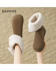 Daphne Women's Snow Boots 2025 Winter New Thick-Soled Platform Ankle Boots Warm Cotton Shoes Women's Birkenstock Shoes Khaki 36