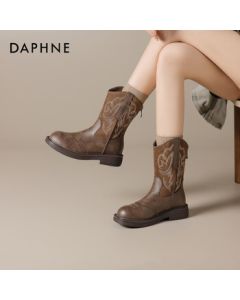 Daphne Women's Boots Xinjiang Travel Desert Prairie Western Cowgirl Boots Riding Boots Brown Size 36