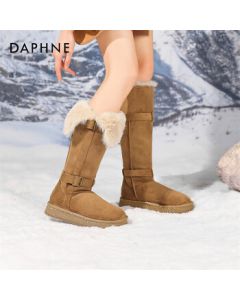 Daphne Snow Boots Platform Mid-Calf Thickened Fleece-Lined Warm Two-Way Winter Shoes 4024608090 Camel 39