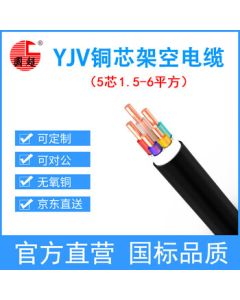 Guochao Cable YJV-0.6/1KV-5*6 Copper Core National Standard Outdoor Anti-Aging 5-Core New Energy Vehicle Charging Pile Power Cable 1 Meter [In Stock]