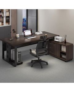 Rongjiang Executive Office Desk, Boss Desk, President Desk, Workstation, Manager Desk, Supervisor Desk, Black Walnut 1.6m with Side Cabinet
