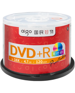 aigo DVD+R Blank Disc / Recordable Disc 16X 4.7GB 50-Disc Spindle Printable