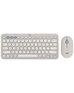 Logitech Fashion Series PEBBLE 2 COMBO Wireless Bluetooth Keyboard & Mouse Set - Ultra-Thin Office Silent Keyboard & Mouse for Mac, Multi-Device iPad, 2.4G + Cleaning Kit - Gray