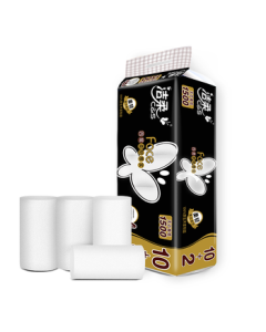 Jierou Coreless Toilet Paper Black Face 4-Ply 125g*12 Rolls, Thickened & Affordable Bathroom Tissue, Essential for Back to School