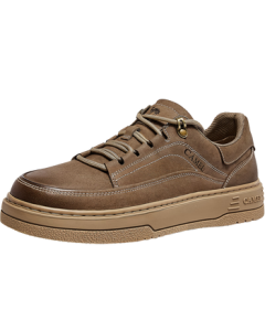 CAMEL Suede Leather Comfortable Platform Retro Low-Top Men's Casual Sneakers G15A136034 Khaki 42