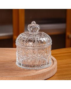 Jun Seventeen AQ Glass Jar Transparent Candy Jar Storage Container with Lid Storage Box Tea Canister Crown
