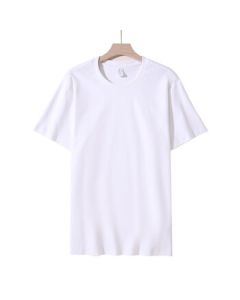 JingJingRS Pure Cotton Short-Sleeve T-Shirt Summer High-Density 50s Solid Color Versatile Loose Casual Round Neck Tee 858 Dynamic Little White T