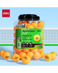 Deli & Angonite National Standard 60-Pack Training Table Tennis Balls ABS Upgraded Material Competition Training Bucket Yellow