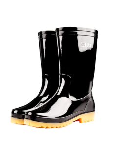 Warrior Rain Boots for Men, High-Cut Outdoor Waterproof Anti-Slip Rubber Shoes, Durable Fishing Car Washing Rain Boots with Overshoes 827 Black Medium Size 42