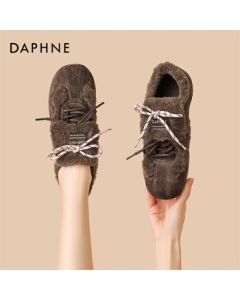 Daphne Women's Trainer Shoes for Autumn and Winter, Fleece-Lined Warm Casual Shoes with Hidden Height Increase, Cotton Shoes, Model 4024607178, Brown, Size 38