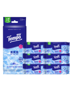 TEMPO Yibo's Choice Pure Water Wet Wipes 7 Sheets * 6 Packs Mini Wet Wipes Portable Pack Toilet Paper Wet Tissues