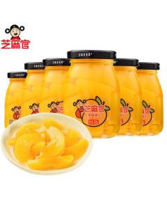 Zhima Guan Black Five Sugar Syrup Yellow Peach Canned Fresh Fruit 258g*6 Jars Snack Box