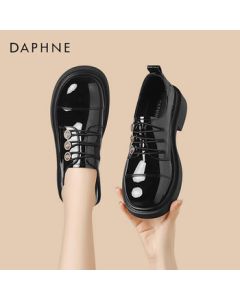 Daphne Women's Loafers Retro Gold Coin Oxford Slip-On Platform Shoes 4024404053 Black 39