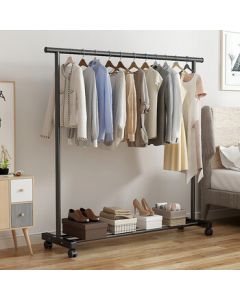 Forest Single Rod Coat Rack, Dormitory Clothes Hanger, Indoor Standing Garment Rack, Bedroom Storage Shelf, Black Single Rod 150CM