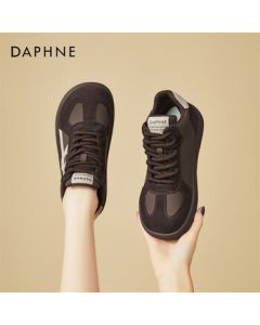 DAPHNE Retro German Training Shoes for Women - Thick Sole, Lightweight, Versatile, Soft and Comfortable Casual Sneakers - Brown - Size 37