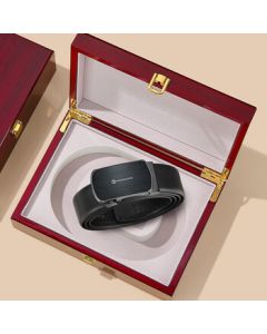 Goldlion Men's Automatic Buckle Belt with Exquisite High-End Wooden Gift Box, Business Trousers Belt, Birthday Gift for Dad