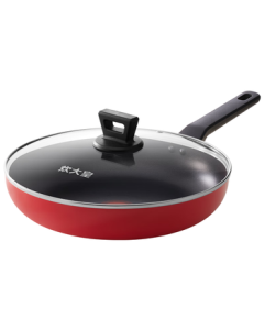 Cooker King Non-Stick Frying Pan 28cm with Lid, Universal for Induction Cooktops, Chinese Red ZH28JG