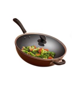 SUPOR Wok 32CM Classic Non-Stick Pan with Less Oil and Smoke, Home Cooking Pan, Chocolate Color EC32SP07
