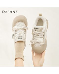 Daphne Casual Shoes Women's Thick-Soled Fleece-Lined White Shoes Ugly-Cute Chunky Sneakers 4023607020 Beige 39