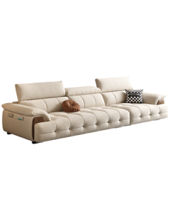 Dipu Fabric Sofa, Adjustable Headrest, Solid Wood Decor Italian Sofa Bed 3.1m 2.0 Flagship Edition Yuheng