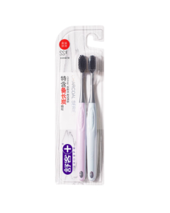 Saky Perilla Charcoal Soft Bristle Toothbrush 2-Pack, Eliminates Odor & Freshens Breath, Buy 3 Get 1 Free, Adult Brush with Small Head (Random Old/New Version)