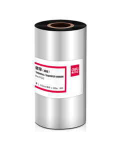 Deli 110mm*300m Thermal Transfer Barcode Printer Label Machine Universal Wax-Based Ribbon 81522 (Single Roll)