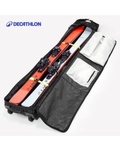 Decathlon Ski Bag for Single or Double Skis with Large Wheels and Storage - 5484021