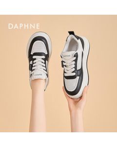 DAPHNE Daphne Women's Thick-Soled Canvas Sneakers Classic White Shoes Student Casual Shoes Beige Black 36