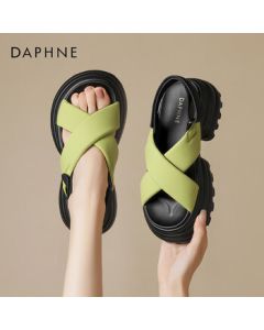 Daphne Women's Sandals Platform Height-Increasing Slip-On Casual Hook-and-Loop Beach Shoes 4023303274 Green 39