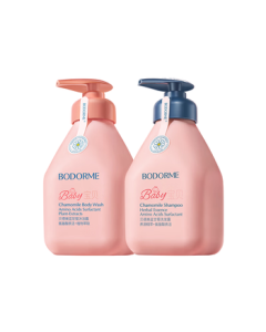 Bademei Blue Chamomile Children's Shampoo & Body Wash 335ml Set, Silicone-Free, pH-Balanced for Boys & Girls Aged 3-4-6-12 Years
