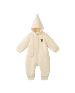 babycare Camellia-Padded Winter Jumpsuit for Babies - Thickened Outerwear Warm Romper, Shell White, 80cm