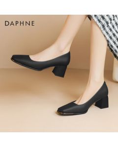 Daphne Women's Single Shoes New Square-Toe Chunky Heel Dress Shoes Versatile High Heels 4024101020 Black 36