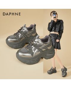 Daphne Platform Dad Shoes for Women, Petite Height-Increasing Casual Sneakers, Fashion Slimming Versatile Running Shoes for Women, Gun Purple, Size 35