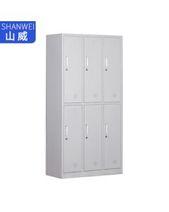 Shanwei Locker Employee Dormitory Metal Wardrobe Shoe Cabinet Gym Office Storage Cabinet Pure White 6-Door - Customizable Model