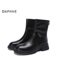 Daphne Women's Martin Boots 2022 Chelsea Boots Ankle Boots British Style Chunky Heel Slim Boots Black 36