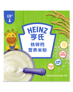 Heinz Iron-Zinc-Calcium Baby Rice Cereal 400g - High Iron Complementary Food for Infants, Nutritious Breakfast Porridge with Ferrous Iron, 6+ Months