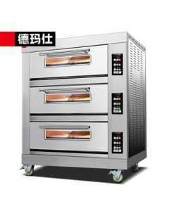 DEMASHI Large Commercial Baking Oven for Whole Chicken, Wings, Pizza, Bread, Cake, Sweet Potatoes - High Capacity Electric Oven with 3 Layers and 6 Trays EB-J6D-Z (380V)