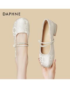 Daphne Women's Single Shoe Low-Cut Chunky Heel Mary Jane Shoes 4024101534 Beige 38