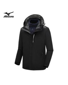 Mizuno Outdoor Men's Windproof 3-in-1 Jacket Warm Hooded Mountaineering Sportswear Black 2XL