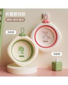 COOKSS Foldable Baby Wash Basin for Newborns - Hanging Foldable Face and Bottom Washing Basin (Green + Pink, 2-Pack)