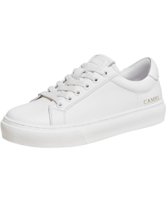 CAMEL Women's White Sneakers Simple Casual Style Genuine Leather Flat Lace-Up Plimsolls L23S076142 White 38
